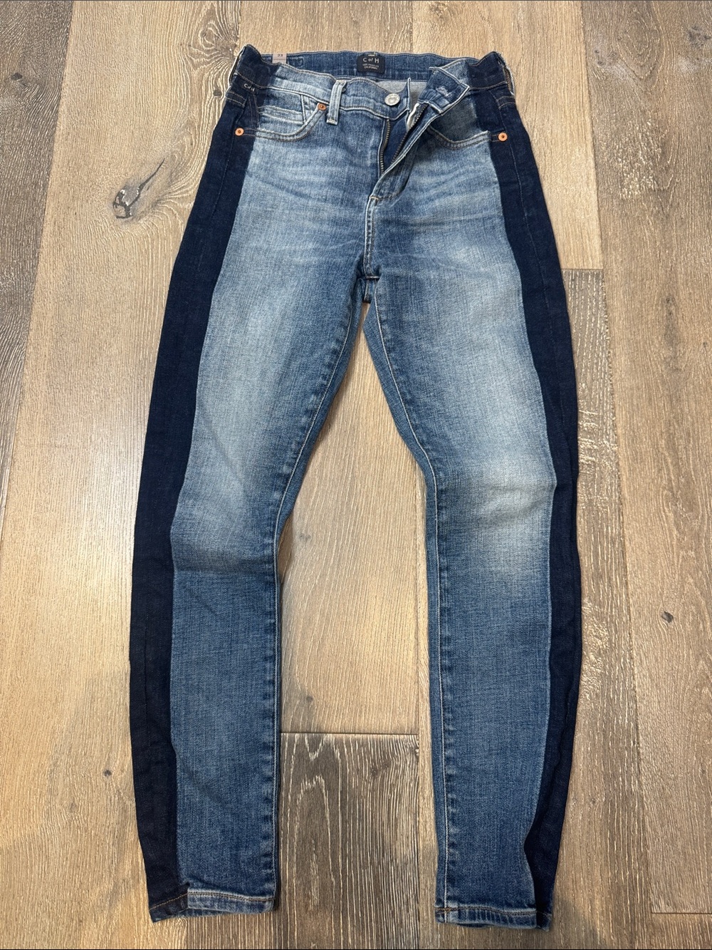Citizens Of Humanity Rocket Crop Two-Tone Dark & Light Blue Skinny Jeans AZ1412